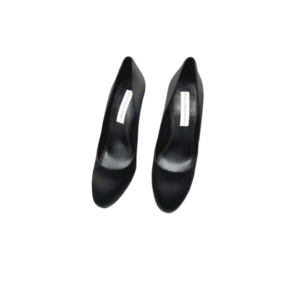 Stella McCartney - NEW in Branded Box w/dust bag Black Satin Heels - Picture 2 of 4